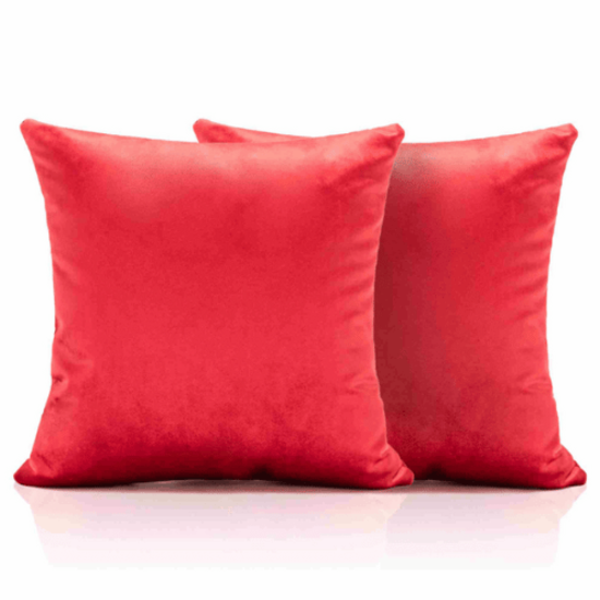 Picture of Bộ 2 vỏ gối vuông trơn - Vỏ gối cho phòng ngủ, ghế sofa - Vỏ gối trang trí màu đỏ 20'' - VNUSHKVG00064
