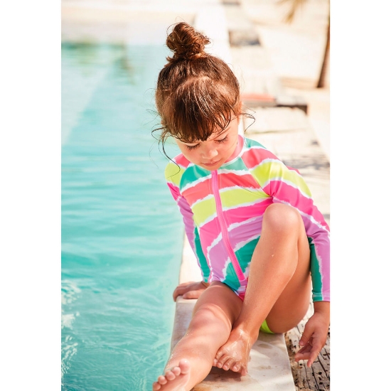Picture of Bộ đồ bơi dài tay chống nắng cầu vồng cho bé gái