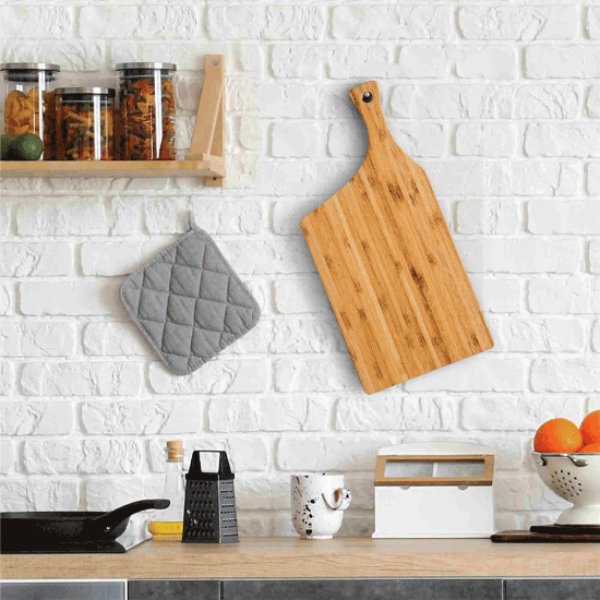 Picture of Knife Shaped Bamboo Cutting Board with Built-In Handle