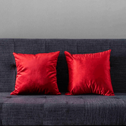 Ảnh của Bộ 2 vỏ gối vuông trơn - Vỏ gối cho phòng ngủ, ghế sofa - Vỏ gối trang trí màu đỏ 20'' - VNUSHKVG00064
