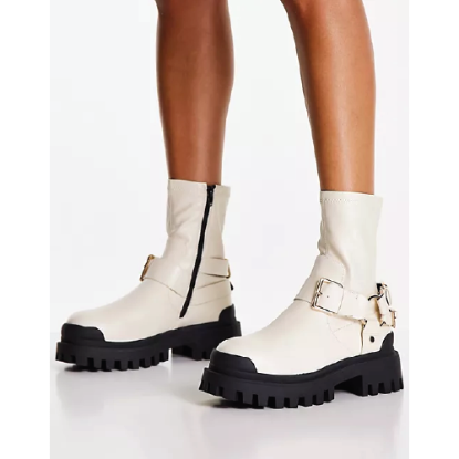 Picture of ASOS lace-up white leather boots
