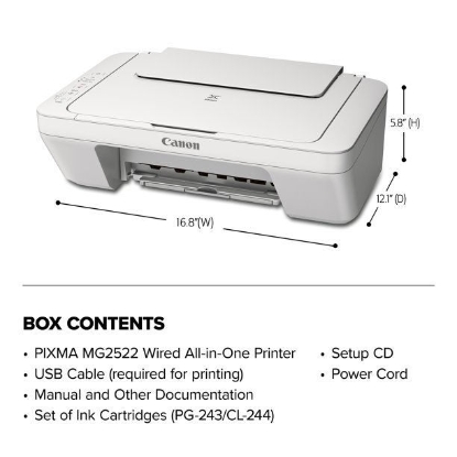 Ảnh của Máy in phun màu đa năng có dây Canon PIXMA MG2522 [Kèm cáp USB], Màu trắng