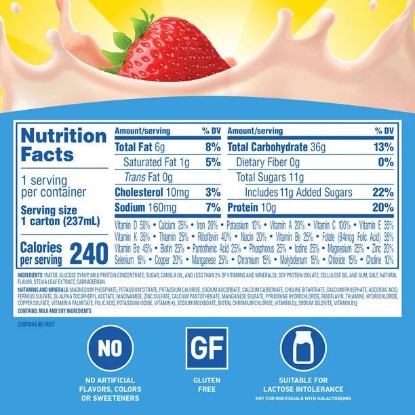 Picture of Thức uống dinh dưỡng Carnation Breakfast Essentials, Kem dâu, 10 g Protein, Hộp 6 - 8 fl oz