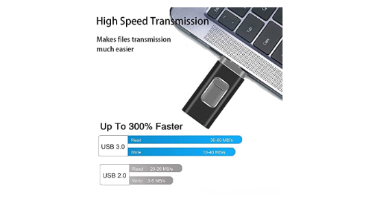 Ảnh của Ổ đĩa lưu trữ ảnh có thể mở rộng flash ngoài của điện thoại, Tương thích với điện thoại/Pad/Android/PC (1TB-Đen)